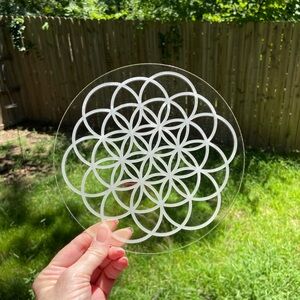 2 Clear Acrylic Mandala crystal Grid for Crystal Altars and Manifesting.